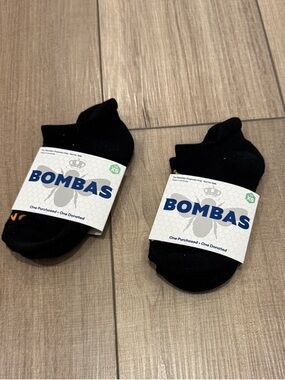 Bombas XS Black No-Show Athletic Socks - Two Pair